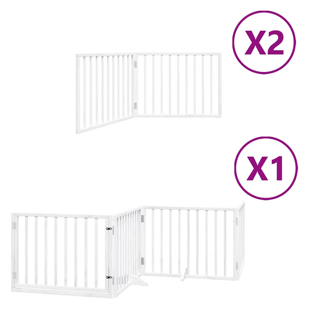 Cancello Cani Porta Pieghevole Bianco 12 Pannelli 640 cm Pioppo