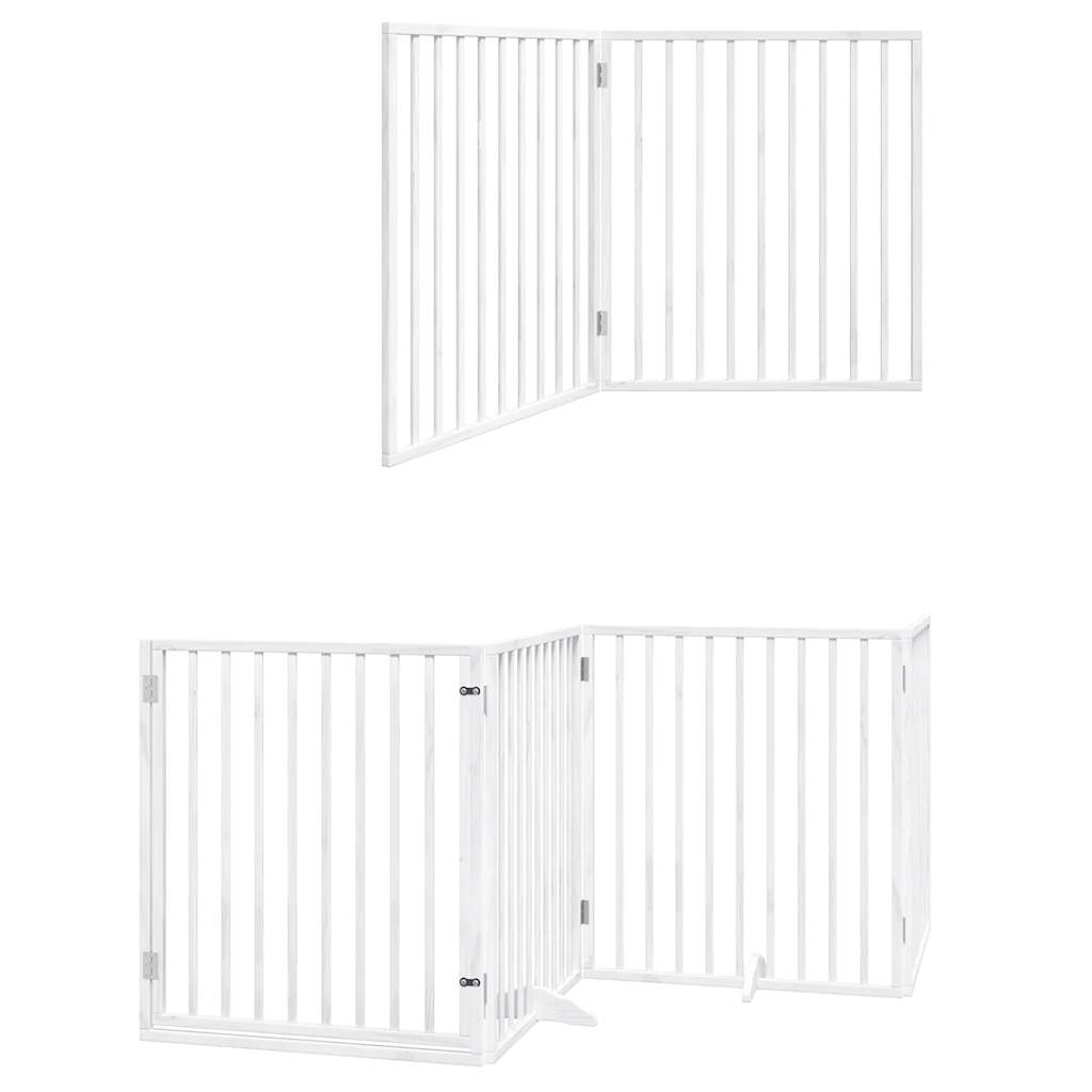 Cancello Cani Porta Pieghevole Bianco 6 Pannelli 480 cm Pioppo