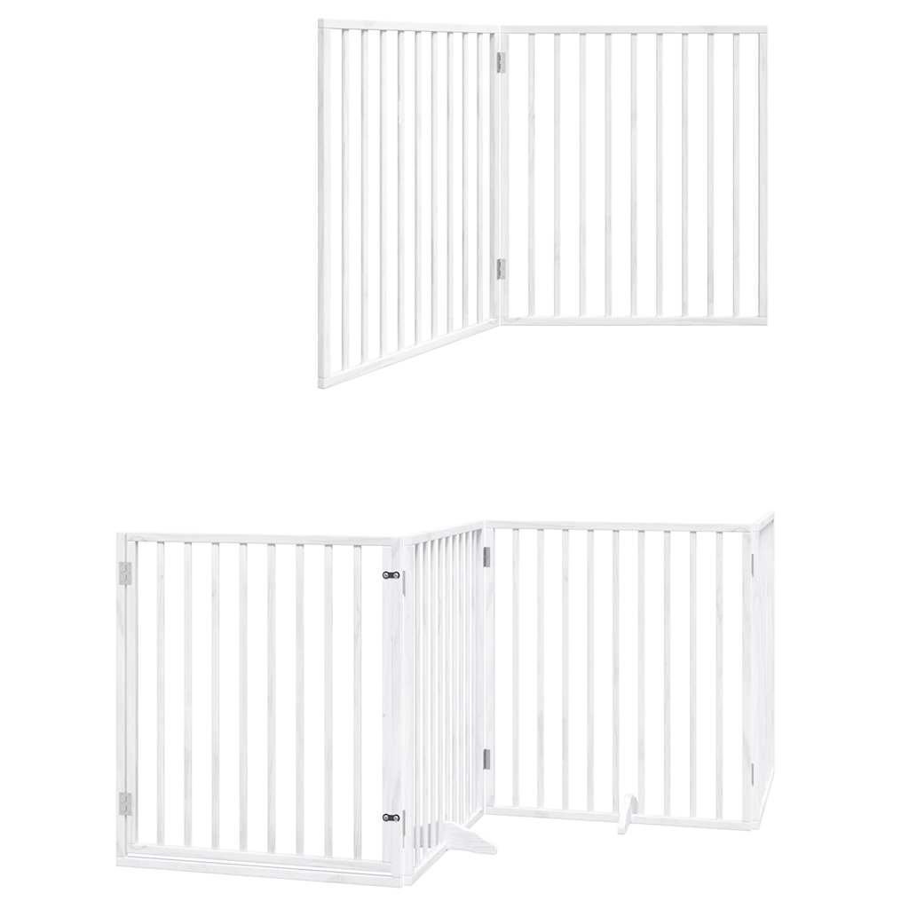 Cancello Cani Porta Pieghevole Bianco 12 Pannelli 640 cm Pioppo