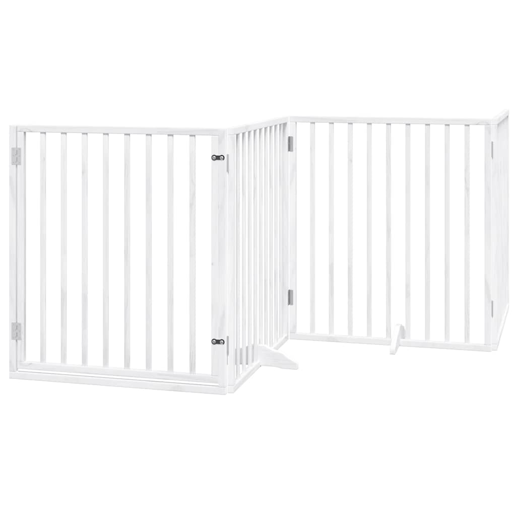 Cancello Cani Porta Pieghevole Bianco 12 Pannelli 640 cm Pioppo