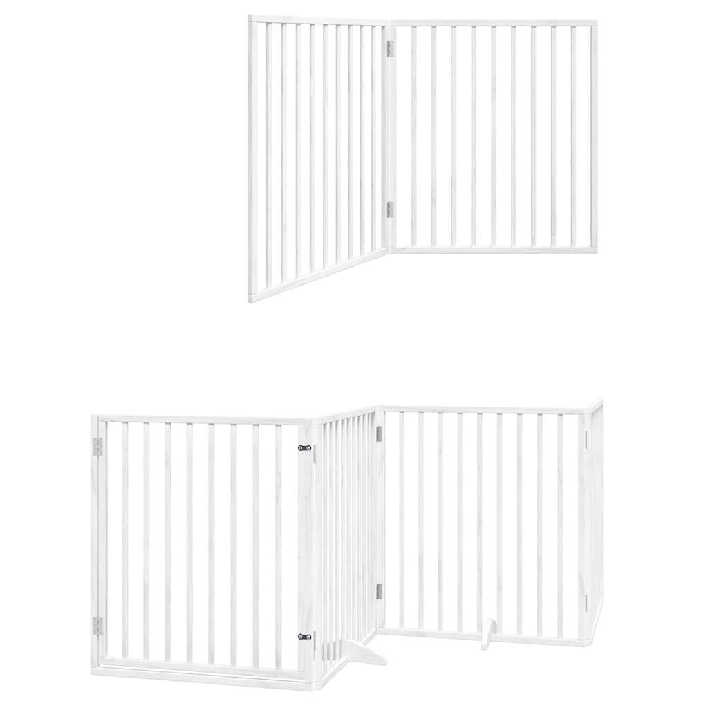 Cancello Cani Porta Pieghevole Bianco 10 Pannelli 800 cm Pioppo