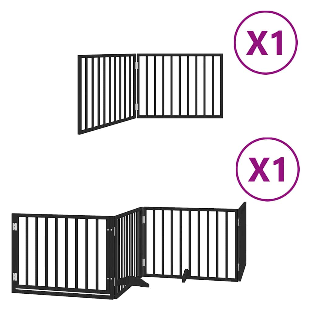 Cancello per Cani Porta Pieghevole Nero 6 Pannelli 480cm Pioppo