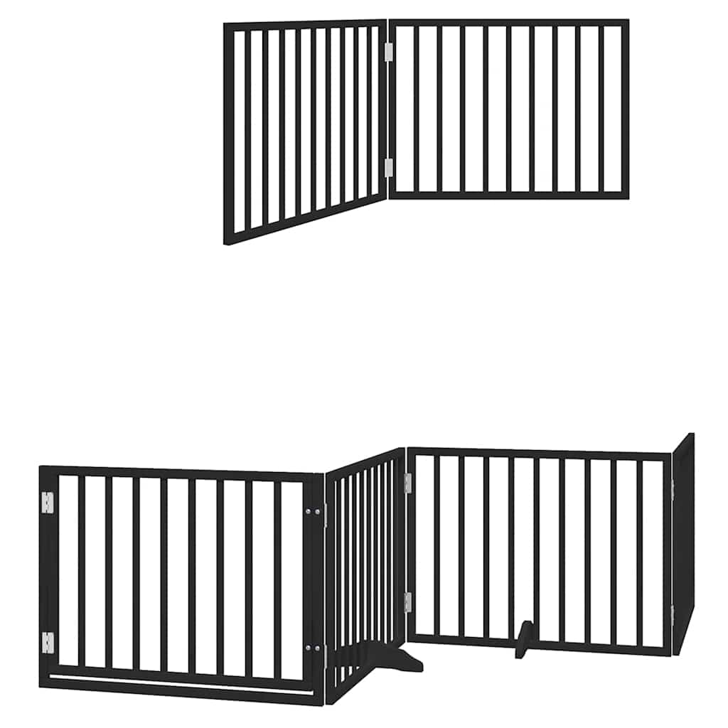 Cancello per Cani Porta Pieghevole Nero 6 Pannelli 480cm Pioppo
