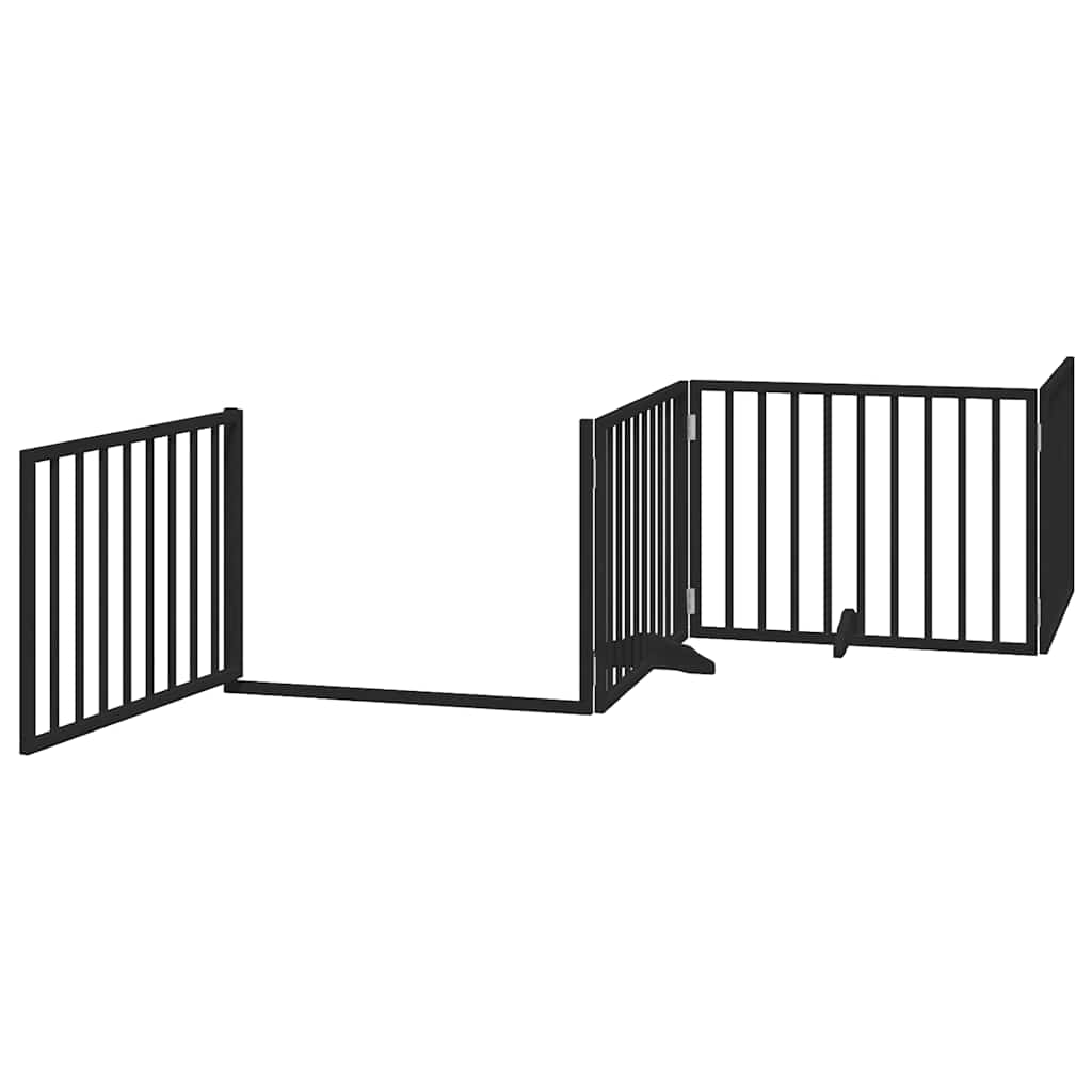 Cancello per Cani Porta Pieghevole Nero 6 Pannelli 480cm Pioppo