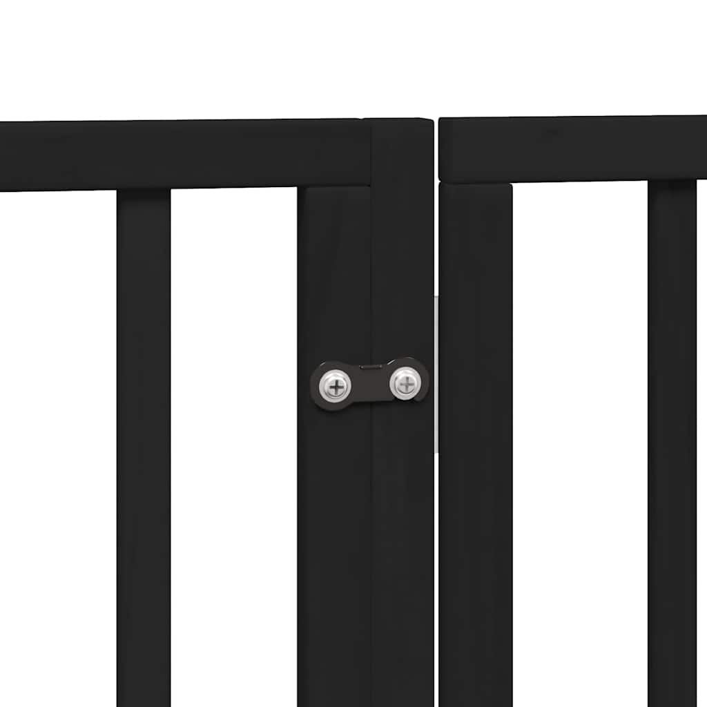 Cancello per Cani Porta Pieghevole Nero 6 Pannelli 480cm Pioppo