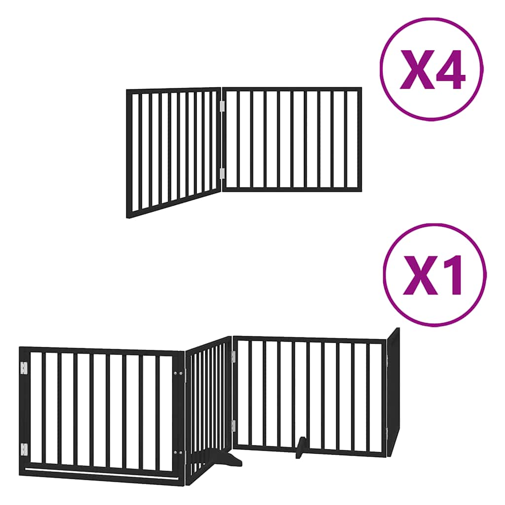 Cancello Cani Porta Pieghevole Nero 12 Pannelli 960 cm Pioppo