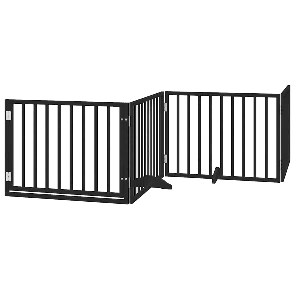 Cancello Cani Porta Pieghevole Nero 12 Pannelli 960 cm Pioppo