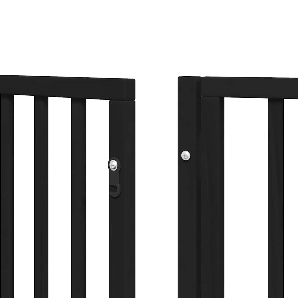 Cancello Cani Porta Pieghevole Nero 12 Pannelli 960 cm Pioppo