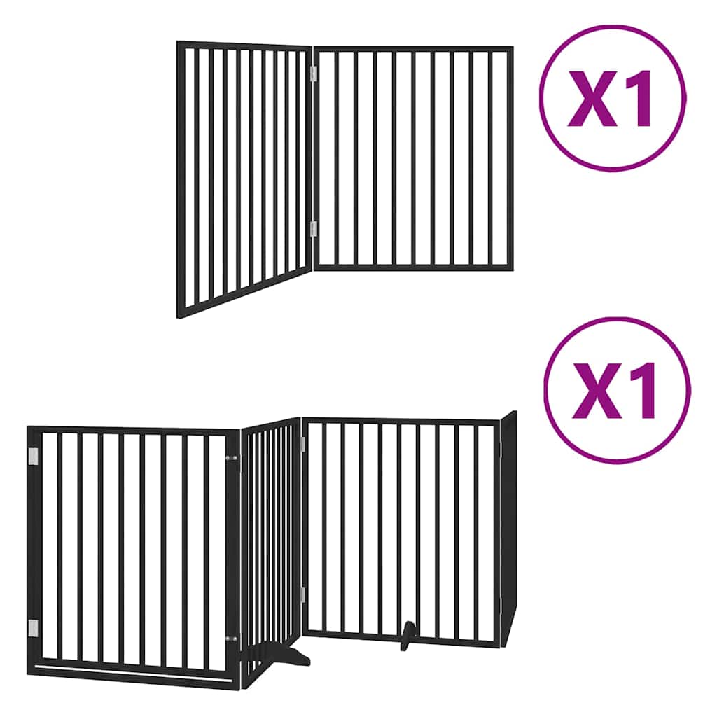 Cancello per Cani Porta Pieghevole Nero 6 Pannelli 480cm Pioppo
