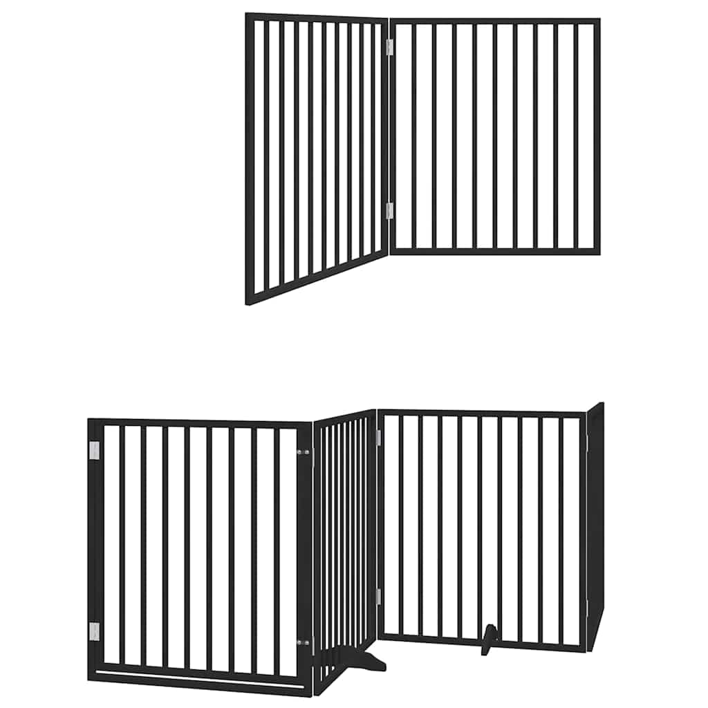 Cancello per Cani Porta Pieghevole Nero 6 Pannelli 480cm Pioppo