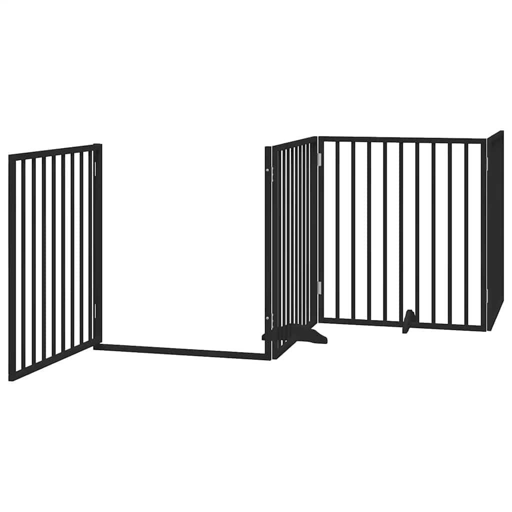 Cancello per Cani Porta Pieghevole Nero 6 Pannelli 480cm Pioppo