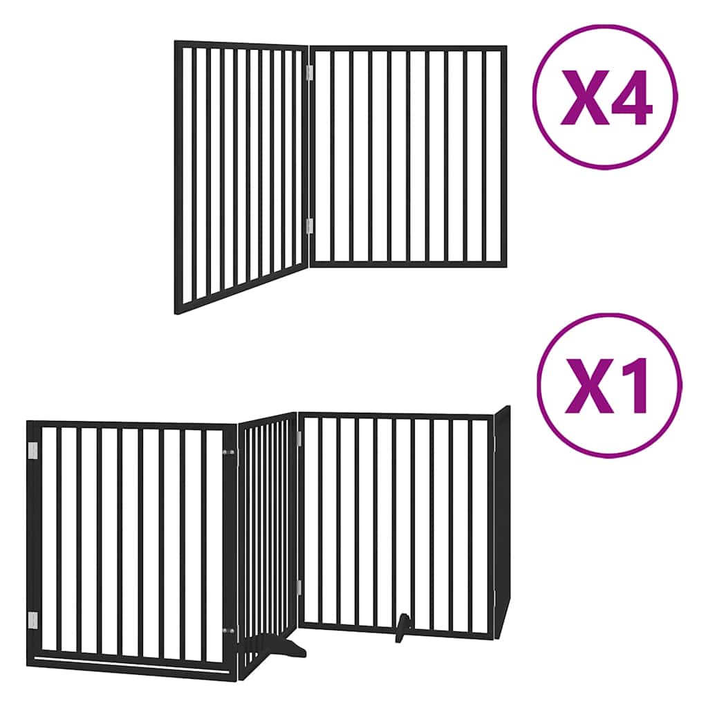 Cancello Cani Porta Pieghevole Nero 12 Pannelli 960 cm Pioppo
