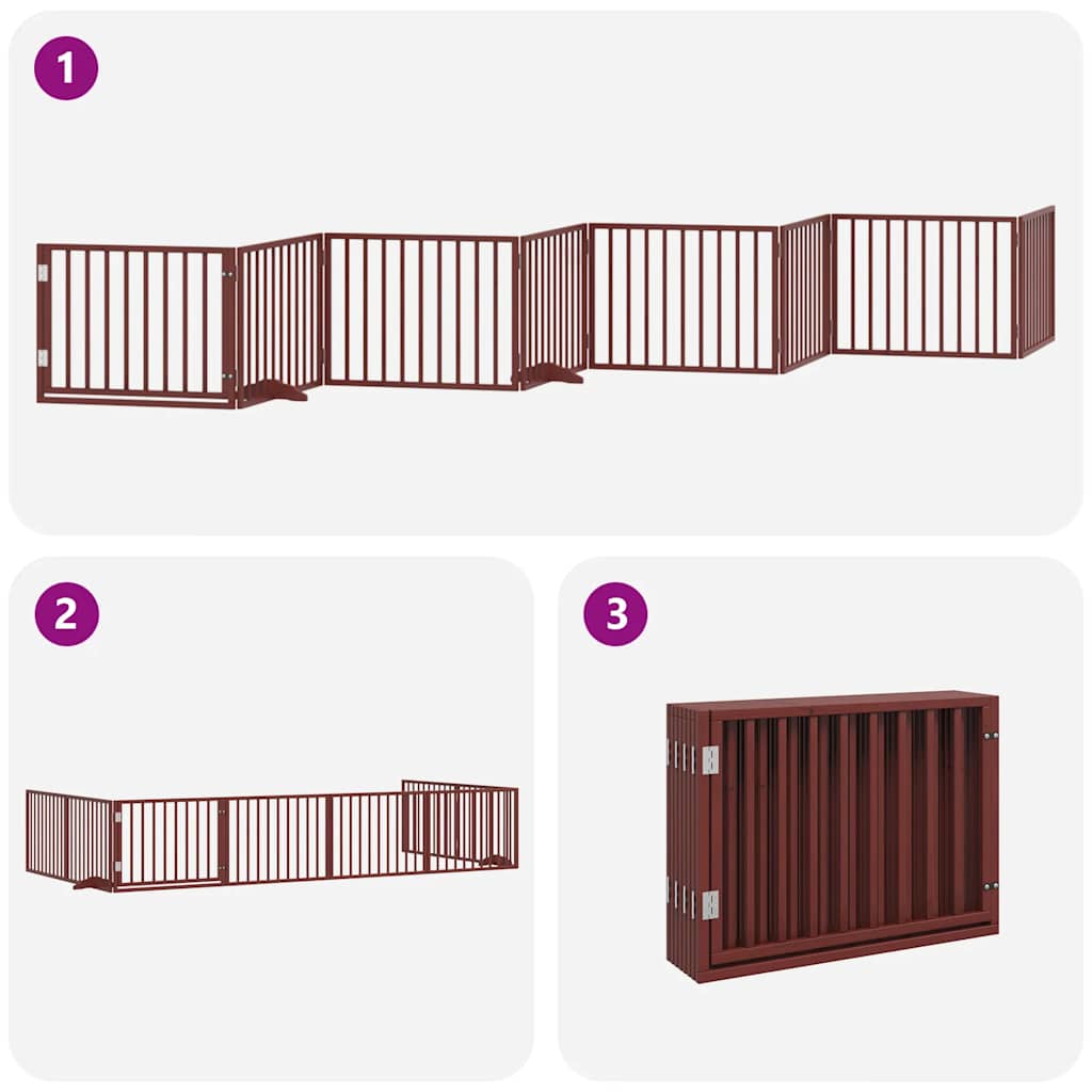 Cancello Cani Porta Pieghevole Marrone 8 Pannelli 640cm Pioppo