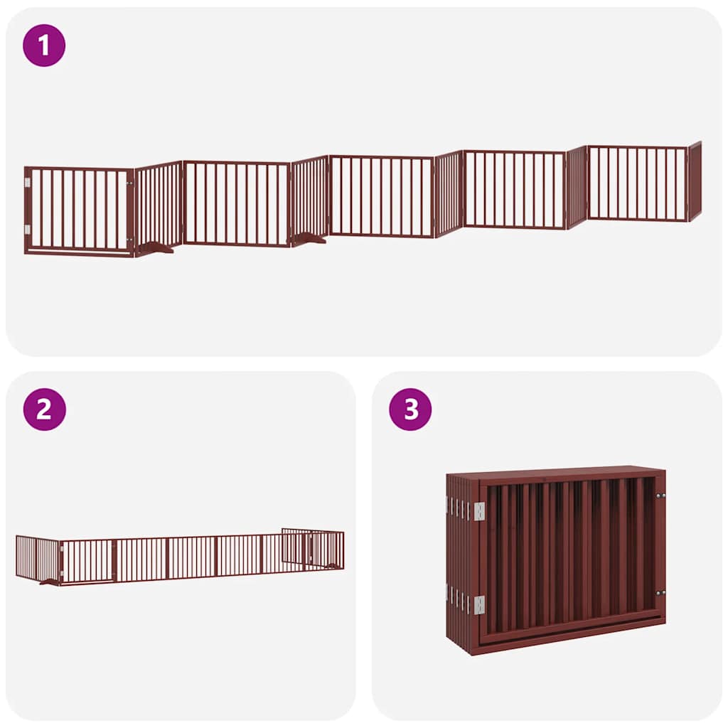 Cancello Cani Porta Pieghevole Marrone 10 Pannelli 800cm Pioppo
