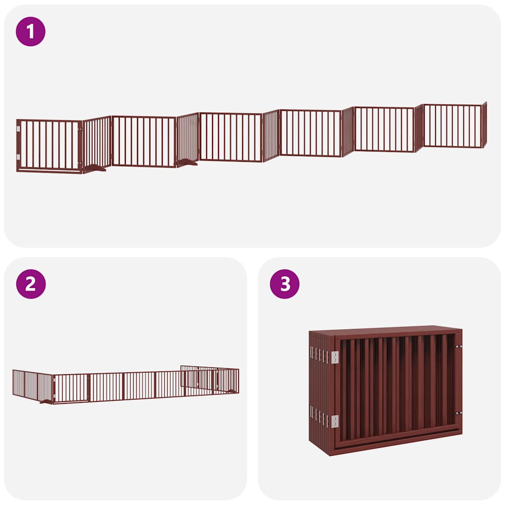 Cancello Cani Porta Pieghevole Marrone 12 Pannelli 960cm Pioppo