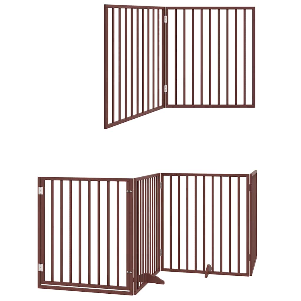 Cancello Cani Porta Pieghevole Marrone 6 Pannelli 480cm Pioppo
