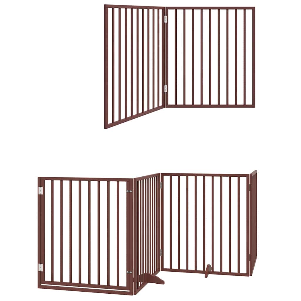 Cancello Cani Porta Pieghevole Marrone 8 Pannelli 640cm Pioppo