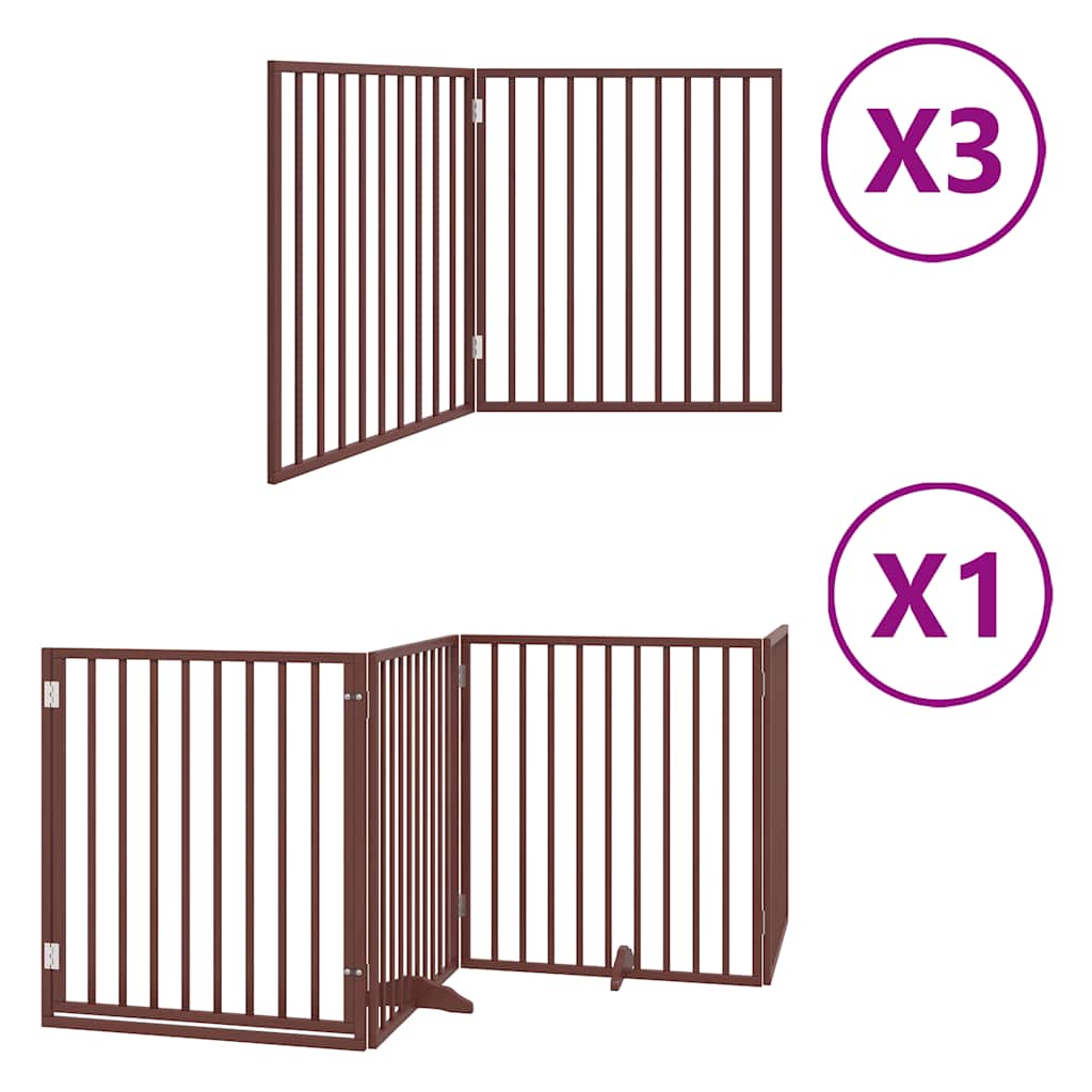 Cancello Cani Porta Pieghevole Marrone 10 Pannelli 800cm Pioppo