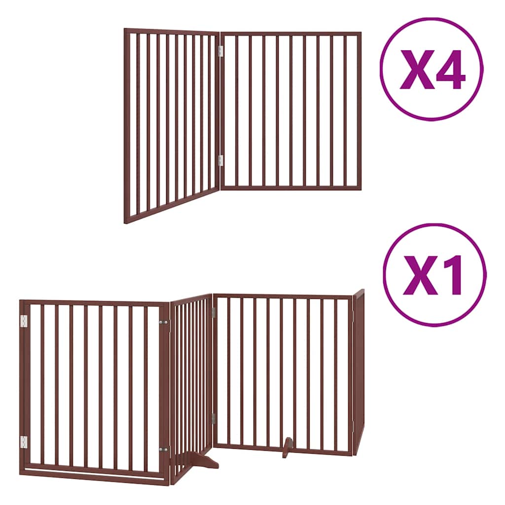 Cancello Cani Porta Pieghevole Marrone 12 Pannelli 960cm Pioppo