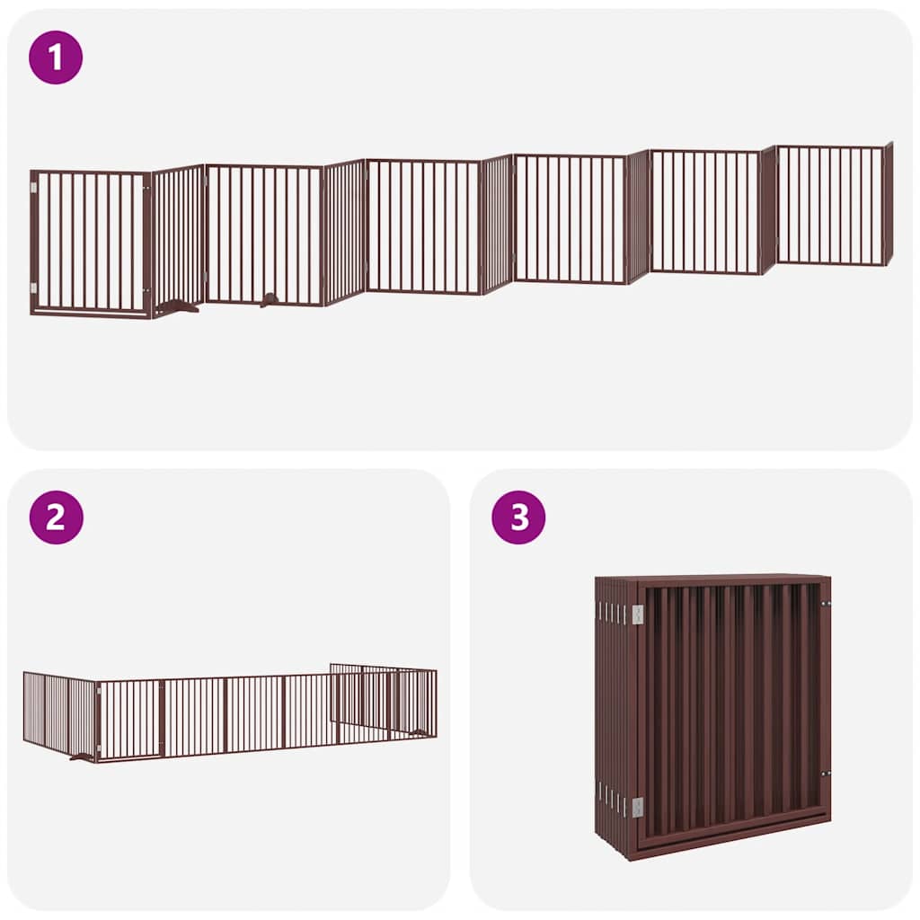 Cancello Cani Porta Pieghevole Marrone 12 Pannelli 960cm Pioppo