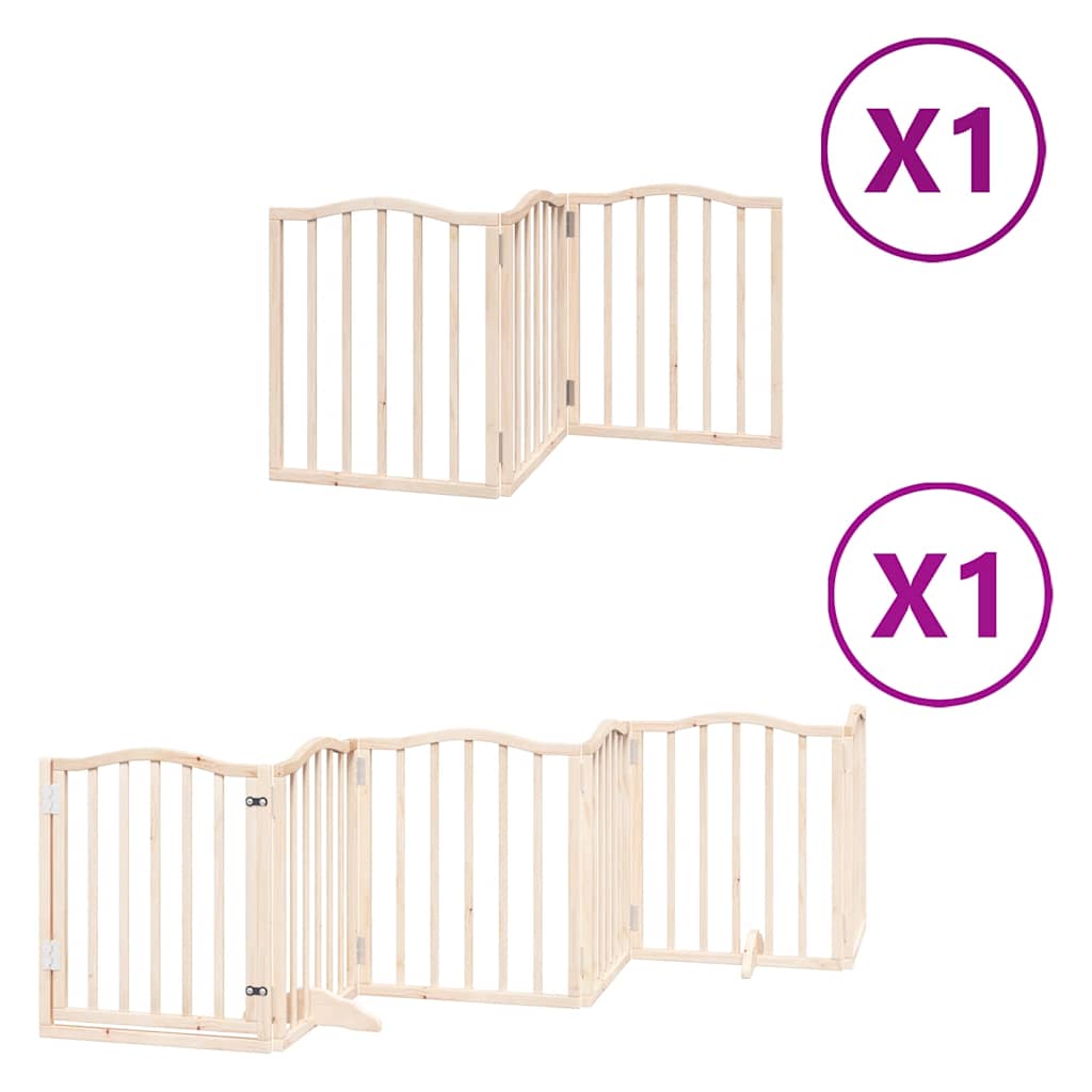Cancello per Cani con Porta Pieghevole 9 Pannelli 450 cm Pioppo