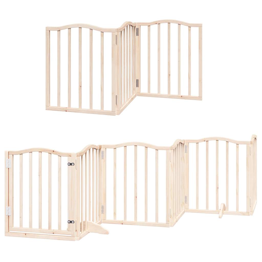 Cancello per Cani con Porta Pieghevole 9 Pannelli 450 cm Pioppo