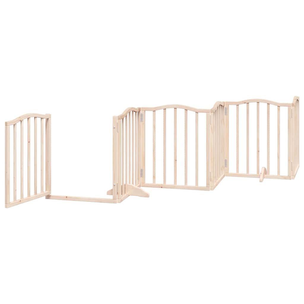 Cancello per Cani con Porta Pieghevole 9 Pannelli 450 cm Pioppo