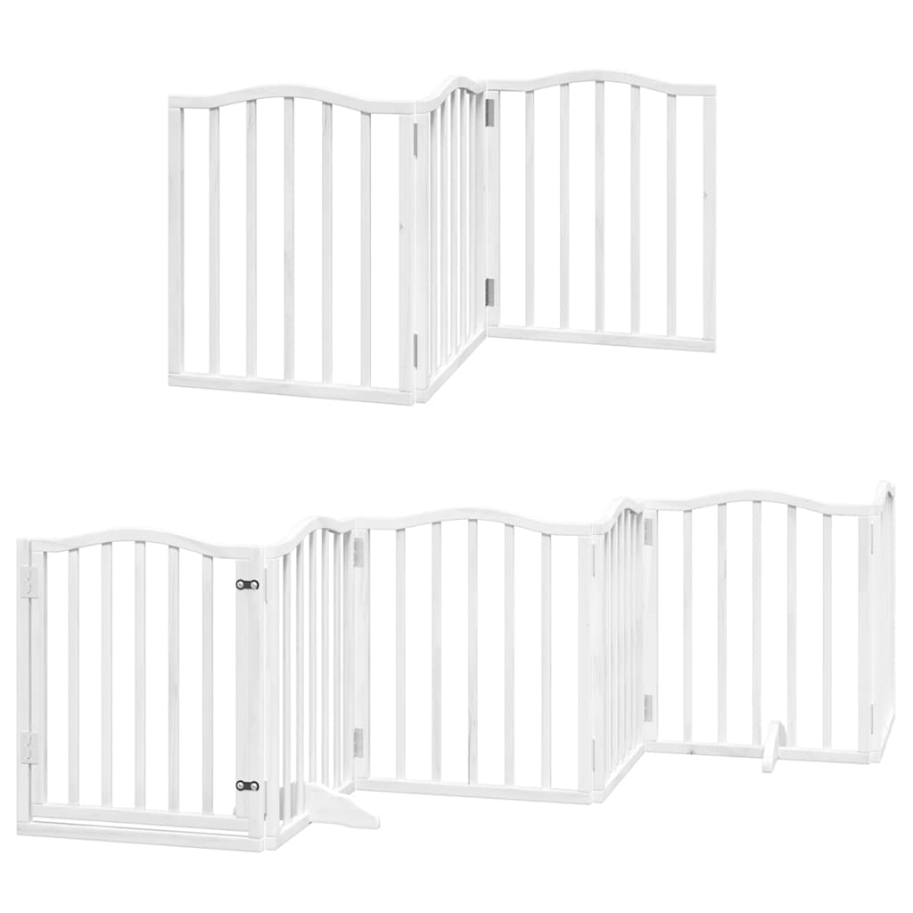 Cancello Cani Porta Pieghevole Bianco 9 Pannelli 450 cm Pioppo