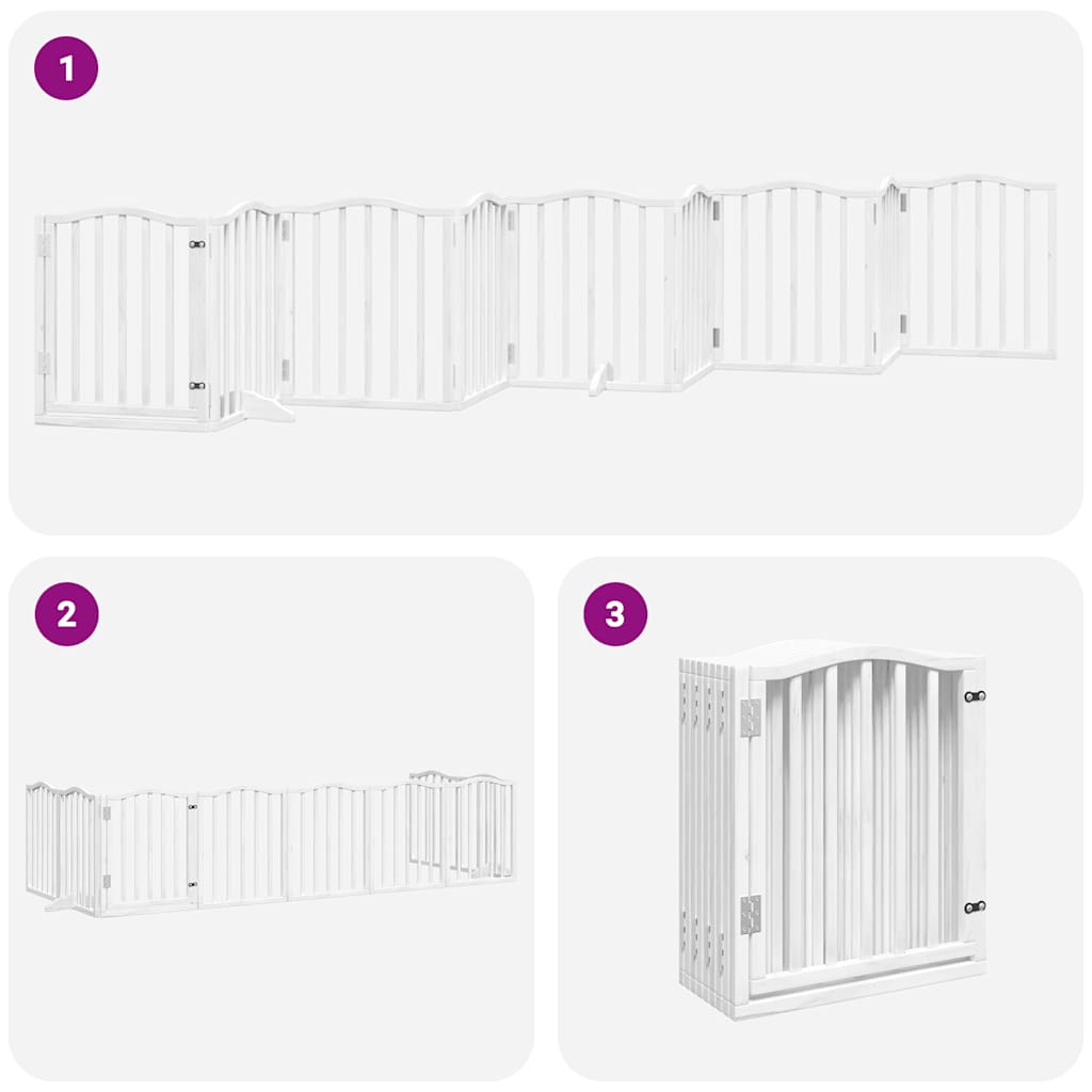 Cancello Cani Porta Pieghevole Bianco 9 Pannelli 450 cm Pioppo