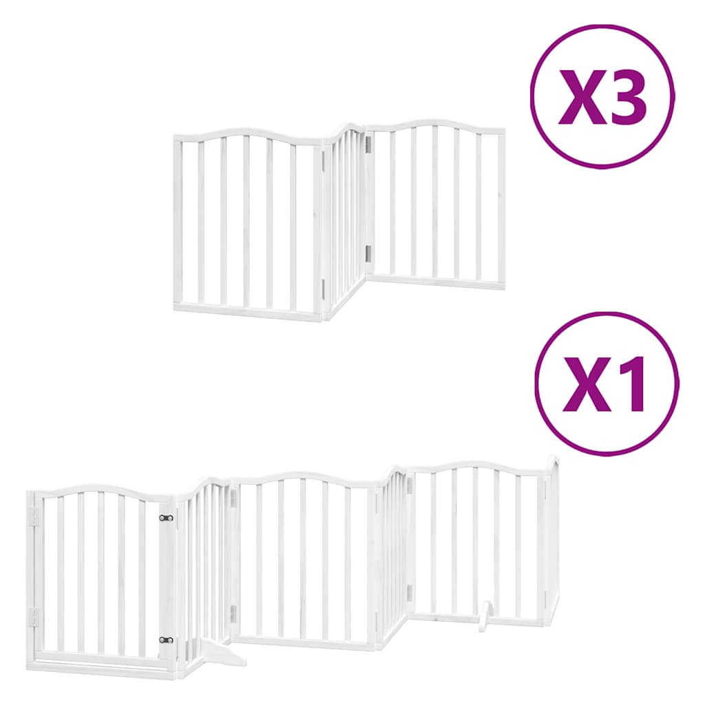 Cancello Cani Porta Pieghevole Bianco 15 Pannelli 750 cm Pioppo