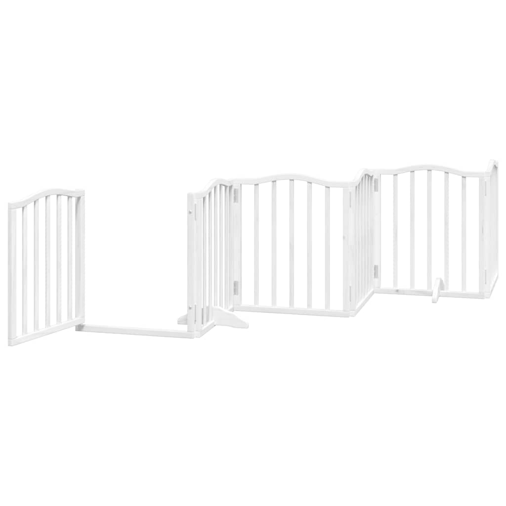 Cancello Cani Porta Pieghevole Bianco 15 Pannelli 750 cm Pioppo