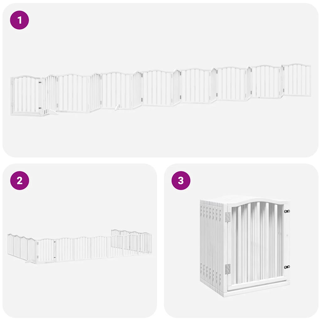 Cancello Cani Porta Pieghevole Bianco 15 Pannelli 750 cm Pioppo