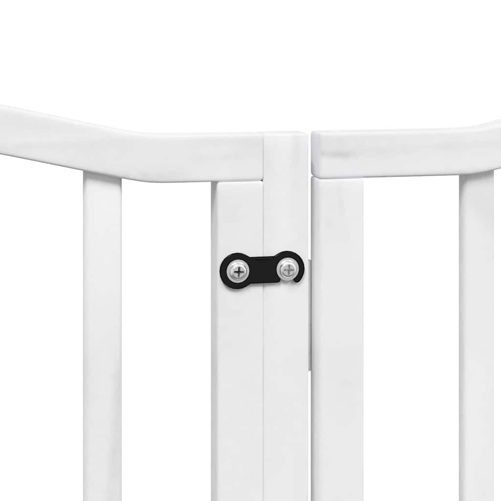 Cancello Cani Porta Pieghevole Bianco 9 Pannelli 450 cm Pioppo