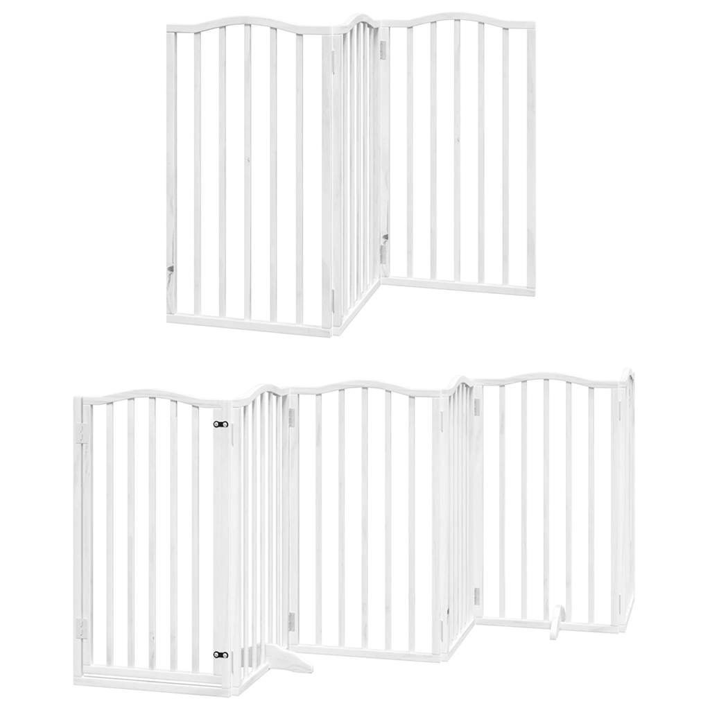 Cancello Cani Porta Pieghevole Bianco 12 Pannelli 600 cm Pioppo