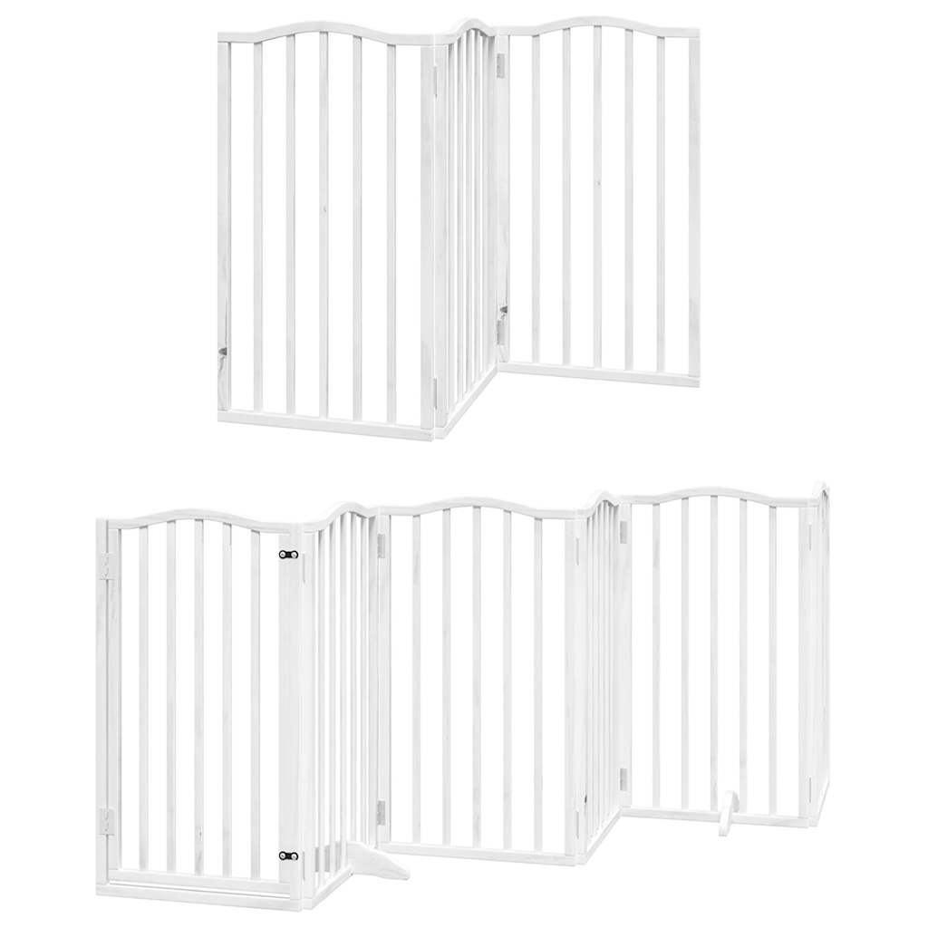 Cancello Cani Porta Pieghevole Bianco 15 Pannelli 750 cm Pioppo