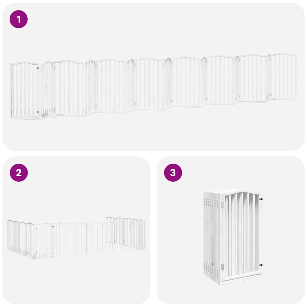 Cancello Cani Porta Pieghevole Bianco 15 Pannelli 750 cm Pioppo