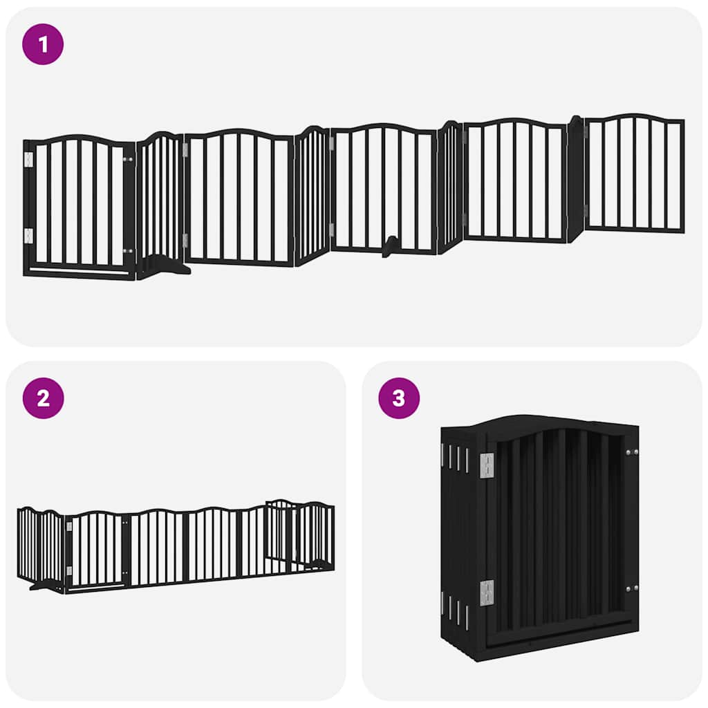 Cancello per Cani Porta Pieghevole Nero 9 Pannelli 450cm Pioppo