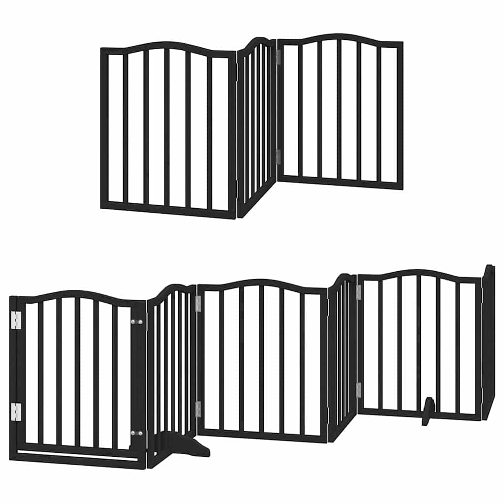 Cancello Cani Porta Pieghevole Nero 12 Pannelli 600 cm Pioppo