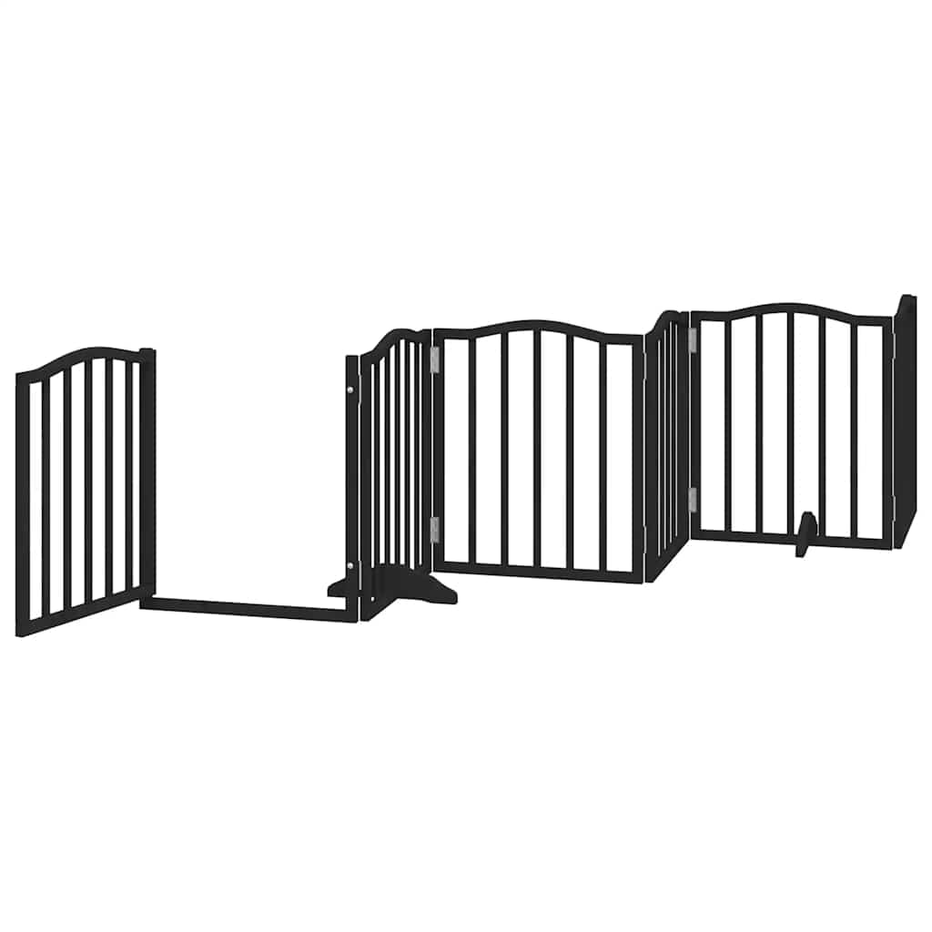 Cancello Cani Porta Pieghevole Nero 12 Pannelli 600 cm Pioppo