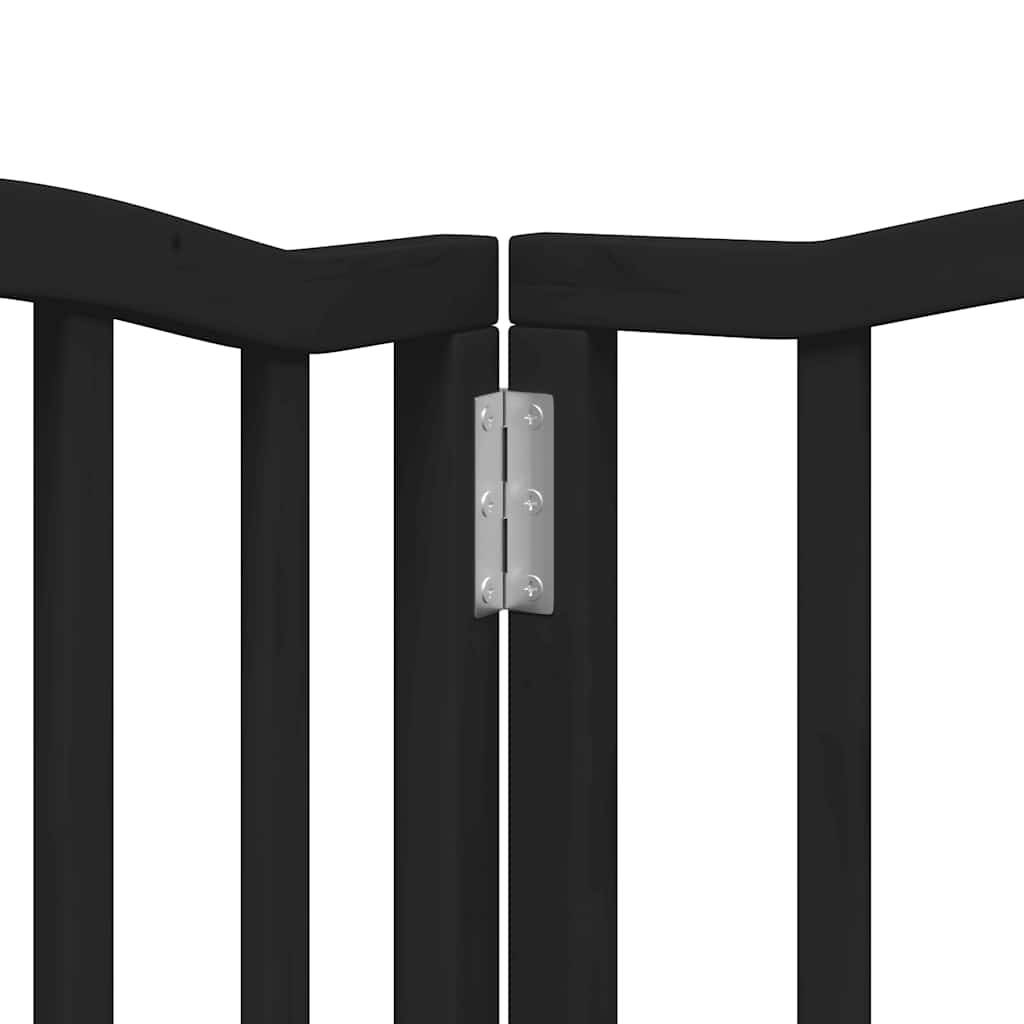 Cancello Cani Porta Pieghevole Nero 12 Pannelli 600 cm Pioppo