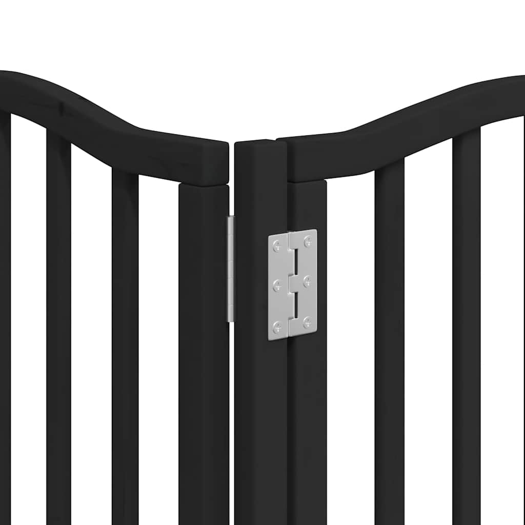 Cancello Cani Porta Pieghevole Nero 12 Pannelli 600 cm Pioppo
