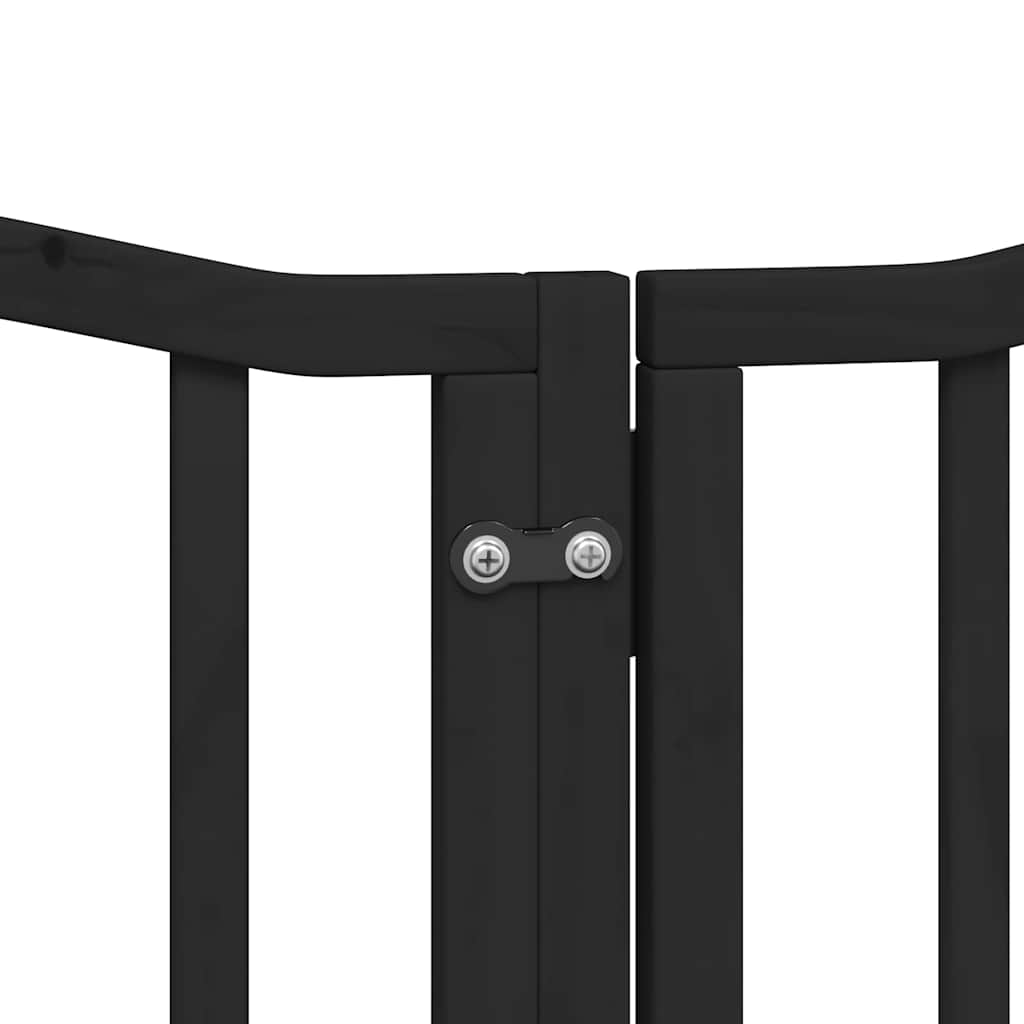 Cancello Cani Porta Pieghevole Nero 15 Pannelli 750 cm Pioppo