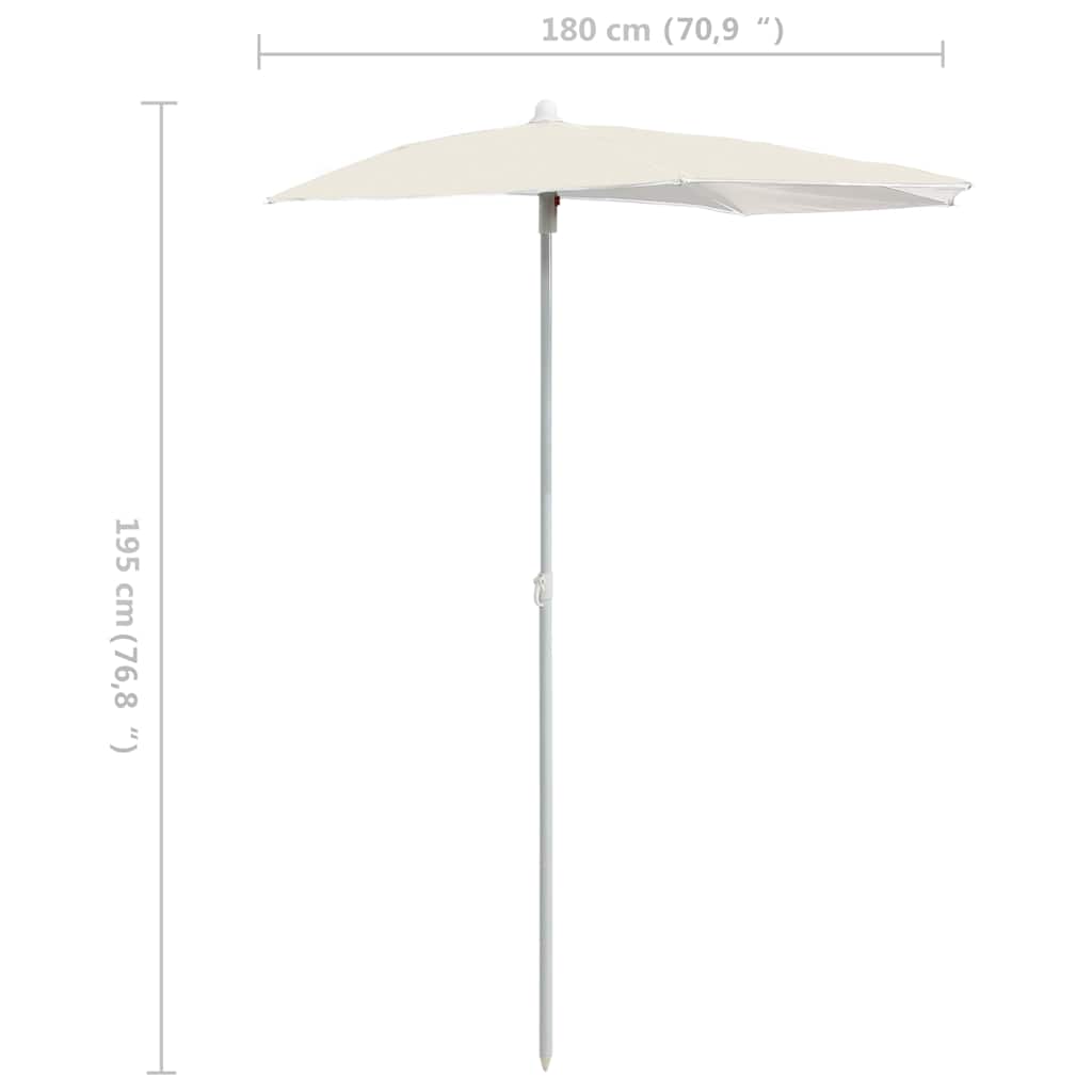 Ombrellone Semicircolare da Giardino con Palo 180x90 cm Sabbia