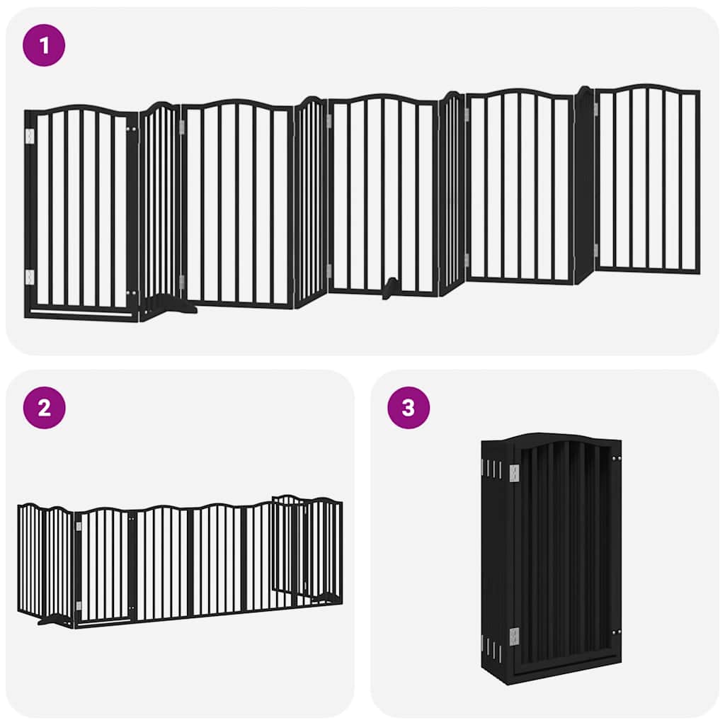 Cancello per Cani Porta Pieghevole Nero 9 Pannelli 450cm Pioppo