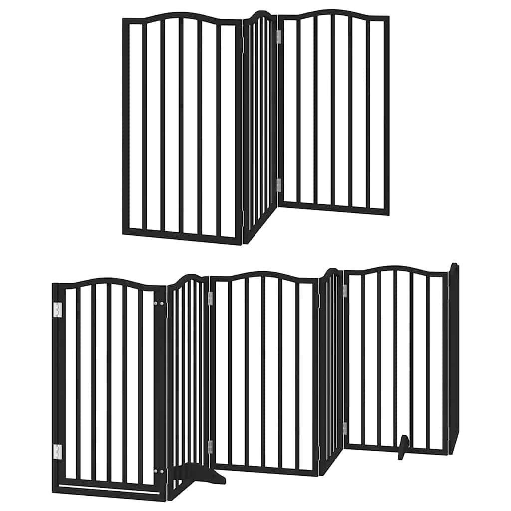 Cancello Cani Porta Pieghevole Nero 12 Pannelli 600 cm Pioppo
