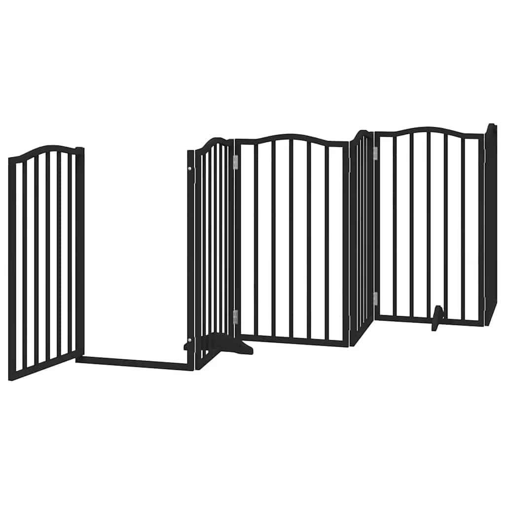 Cancello Cani Porta Pieghevole Nero 12 Pannelli 600 cm Pioppo