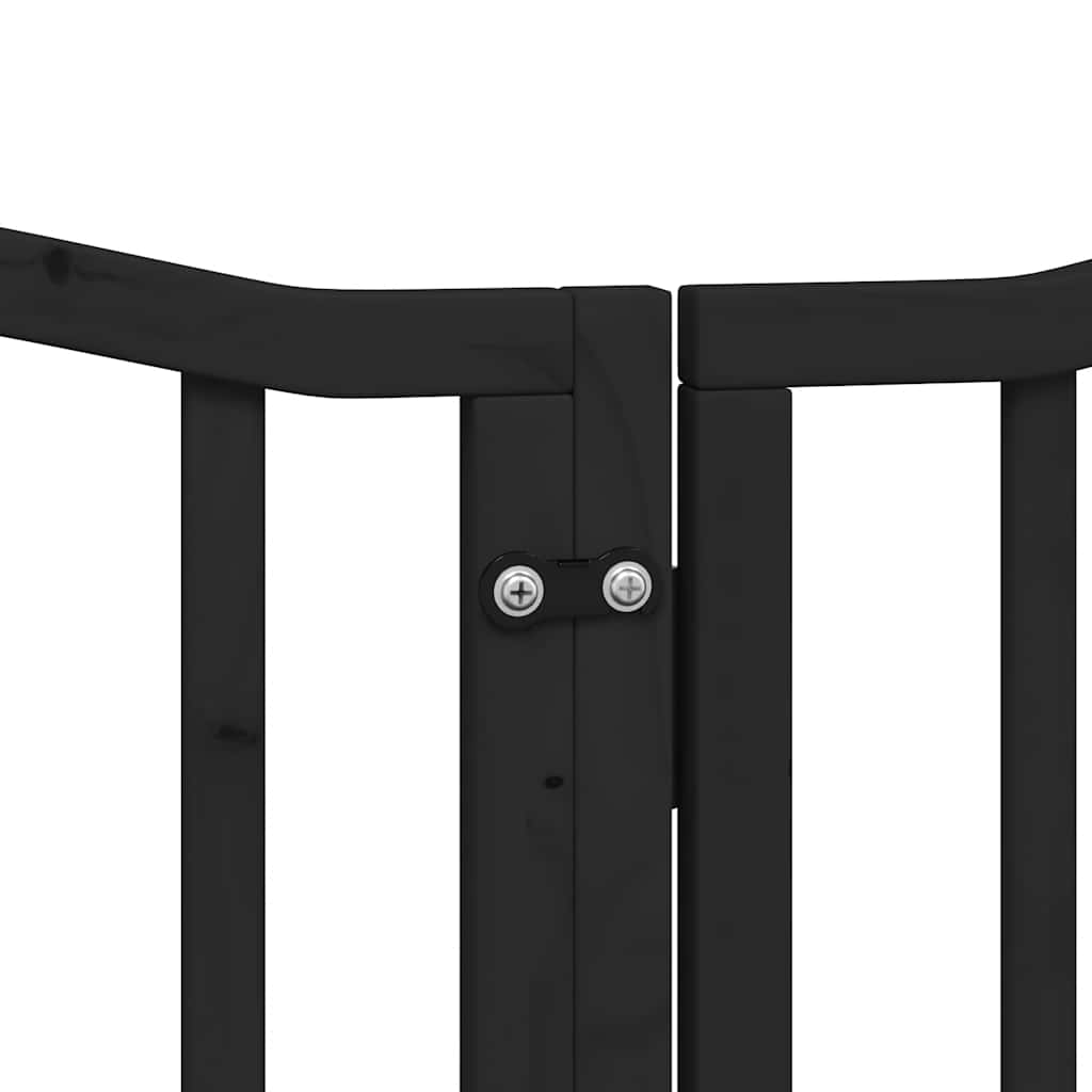 Cancello Cani Porta Pieghevole Nero 12 Pannelli 600 cm Pioppo