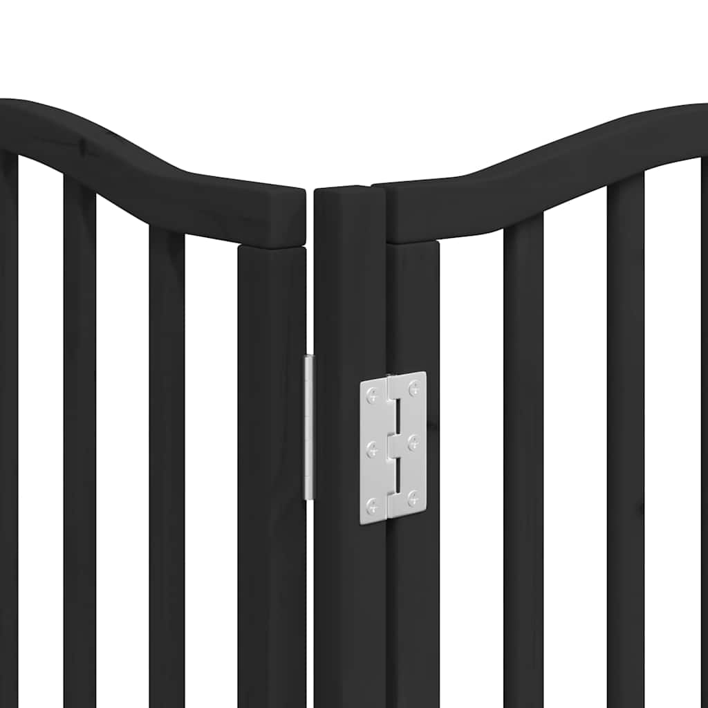 Cancello Cani Porta Pieghevole Nero 12 Pannelli 600 cm Pioppo