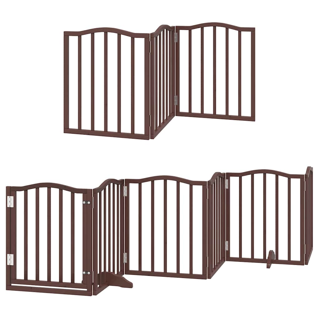 Cancello Cani Porta Pieghevole Marrone 9 Pannelli 450cm Pioppo