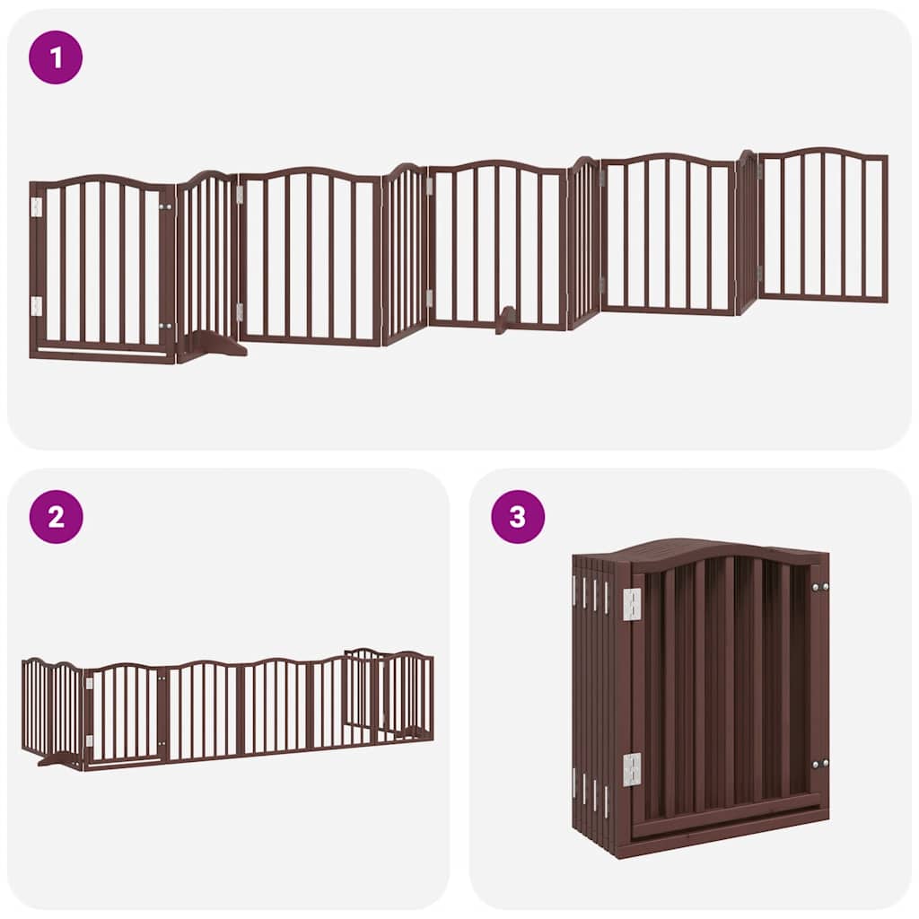 Cancello Cani Porta Pieghevole Marrone 9 Pannelli 450cm Pioppo